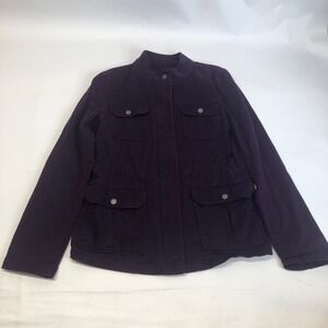 Ann Taylor LOFT Purple‎ Jacket Size Small Utility Military Drawstring Waist